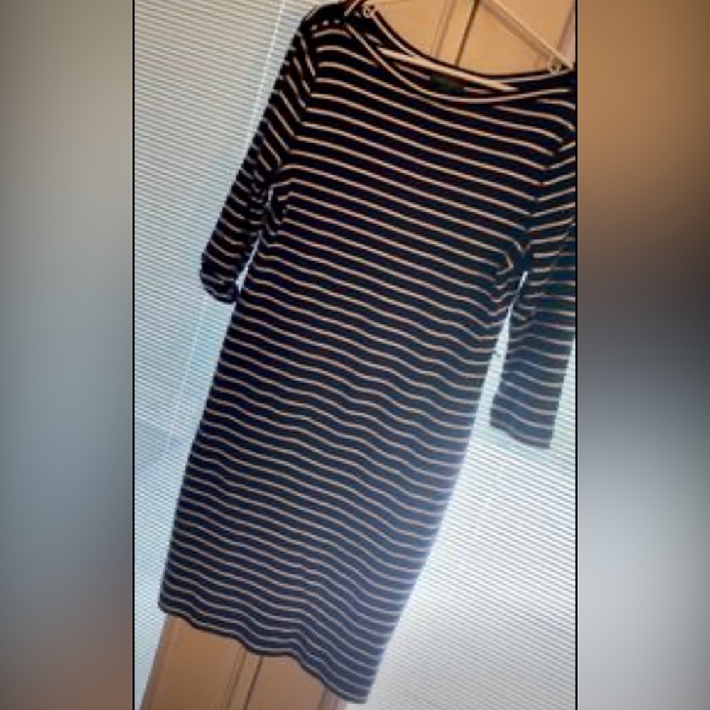 Polo Ralph Lauren classic cotton dress with white and navy stripes size Medium